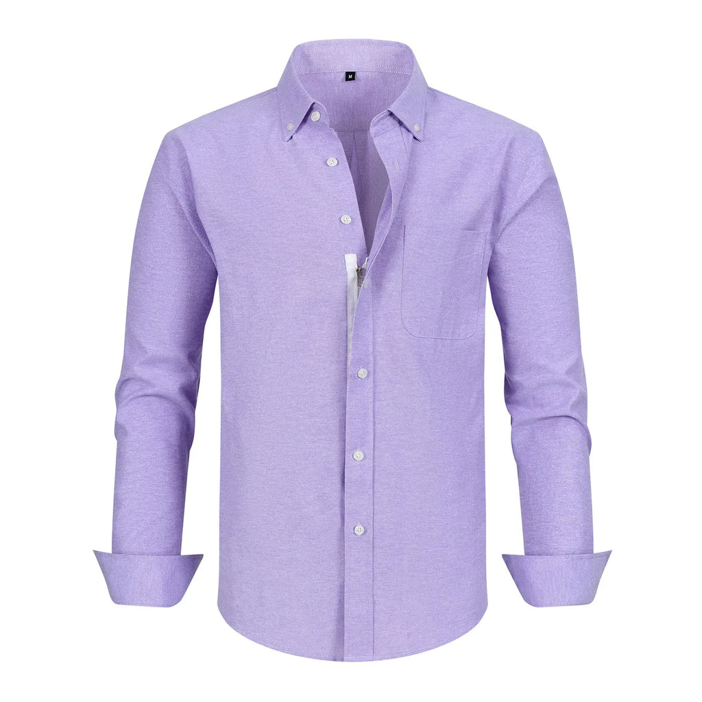 2024 Men Long Sleeve Shirts Spring Autumn Slim Lapel Neck Button Casual Adult Daily Office Men Tops Business Shirt