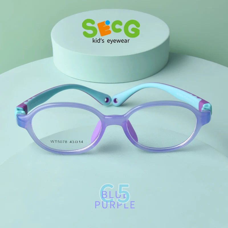 Secg Brand Children's Glasses Silicone Frames For Boys And Girls Students Super Light Comfortable Myopia Frames With Gasses