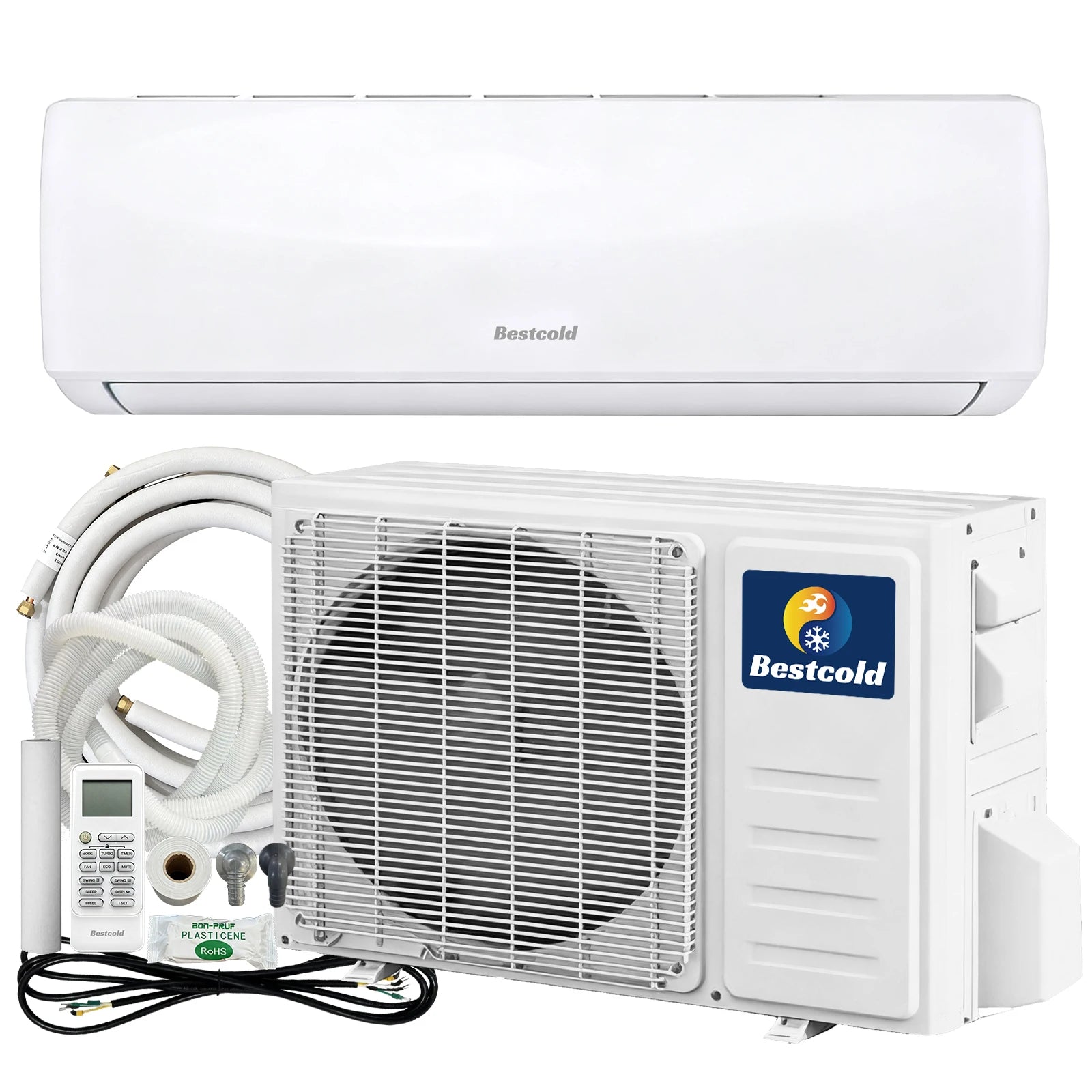 Bestcold 110V Mini Split Air Conditioner 12000 BTU Ductless Heat Pump Inverter AC for North America Home Garage and Workshop