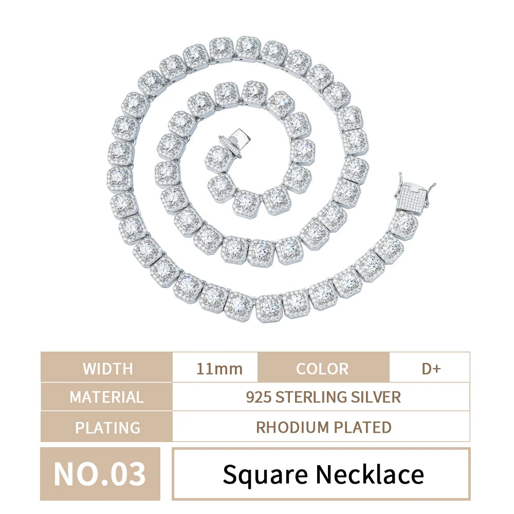 Hiphop Jewelry Iced Out Big Size 20 22 24 Inches square Marquise Clustered Moissanite Diamond Bracelet Necklace Setting