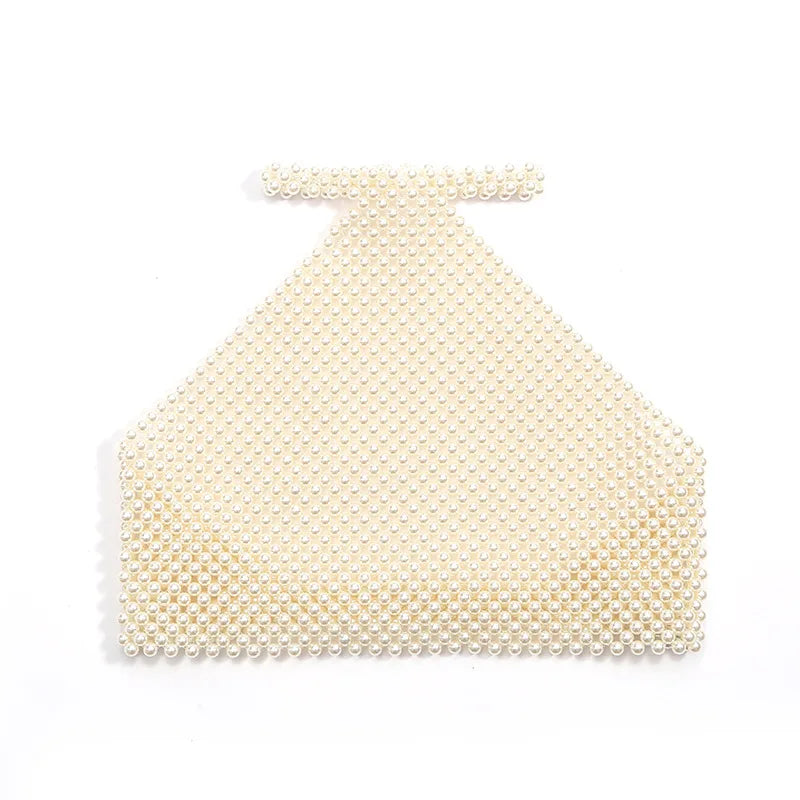 Best Seller Pearl Tube Top Sexy Hot Girl Beaded Stretch Bra Hand-Woven White Beaded Vest