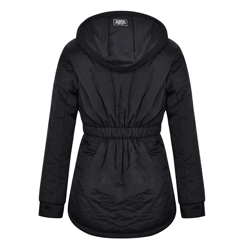 2025 New UZZDSS Winter Women Warm Parkas Hooded Thick Plush Coats Female Mid-Long Cotton Jacket Warm Coat Outwear Suit Jackets