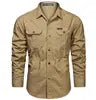 Multi-pocket Long Sleeve Outdoor Shirt Hiking Shirts Regular Fit Jacket Mens Casual Big Size Cargo Shirt