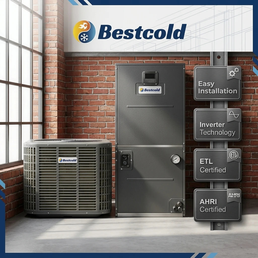 Bestcold 3 Ton Inverter Air Handler 36000 BTU Central Split System Heat Pump Multi-position 18 SEER2 HVAC Unit