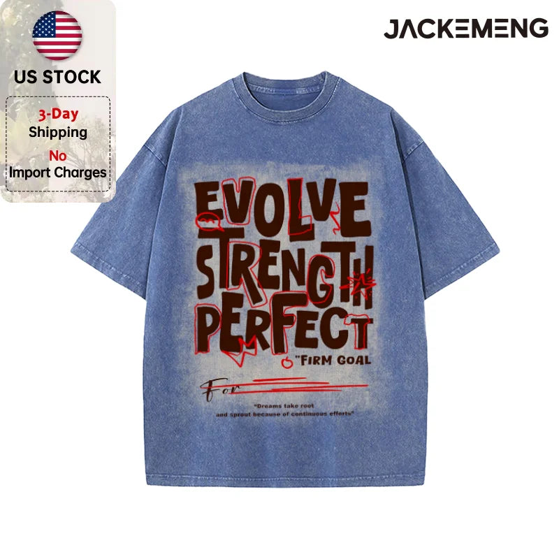 Oversized Washed Retro Inspirational Streetwear Print Tshirt USA Stock Wholesale Y2K Casual Tee