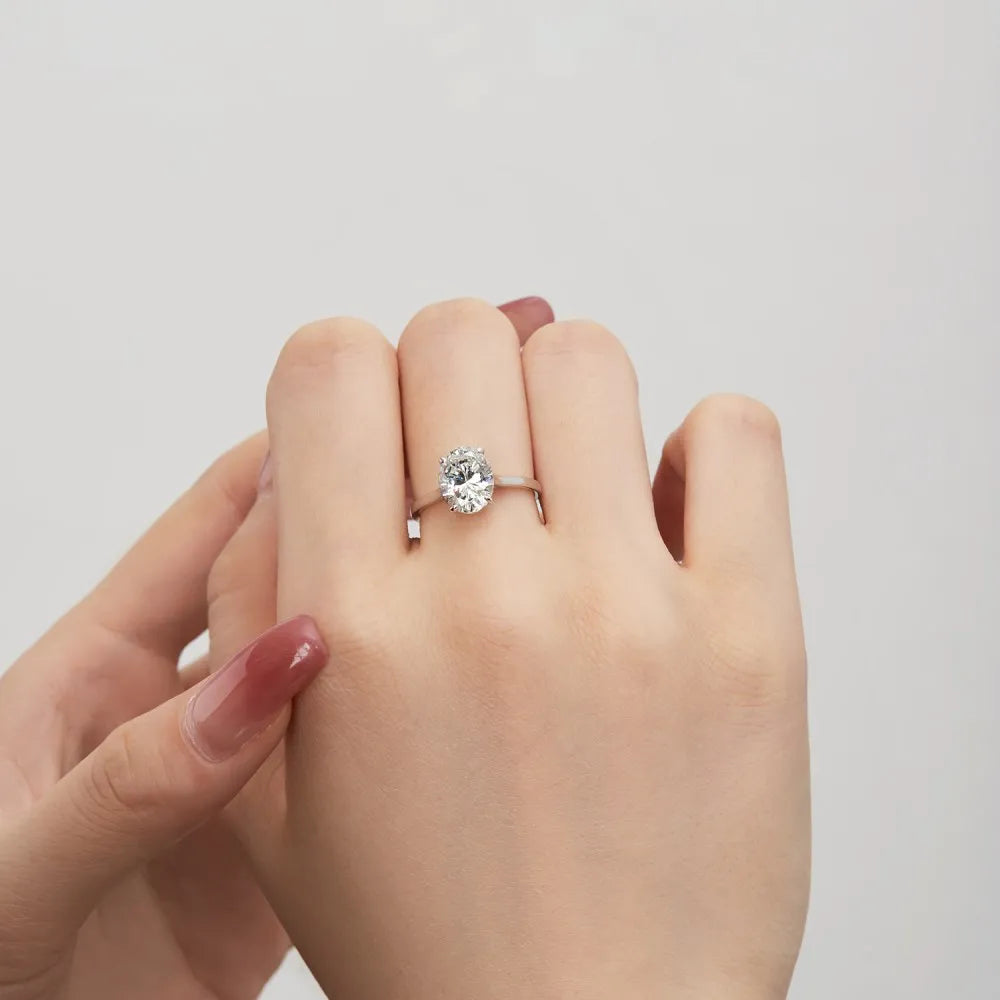 Luxury 925 Sterling Silver 18k Gold Oval Cubic Zirconia Diamond Ring Wedding Engagement Rings for Women Fine Jewelry Wholesale