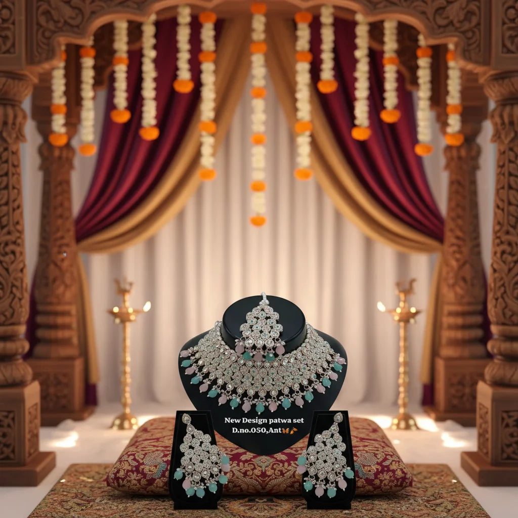 Standard Quality Trending Fancy Collection Gold Plated Kundan & Pearl with Stone Necklace Set for Women Wedding Ethnic Jewelry