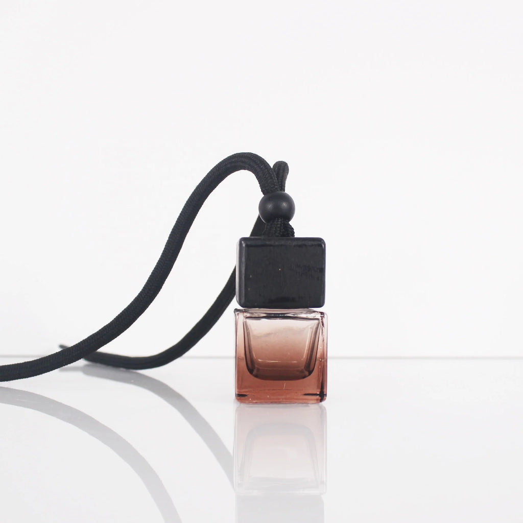 6ml New Arrival Car Hanging Glass Emtpy Bottle With Square Black Wooden Cap Car Air Freshener Diffuser Perfume Bottle