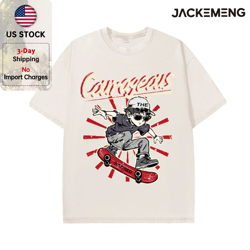 Oversized Vintage Retro Skate Anime Streetwear Print Tshirt USA Stock Wholesale Y2K Casual Tee