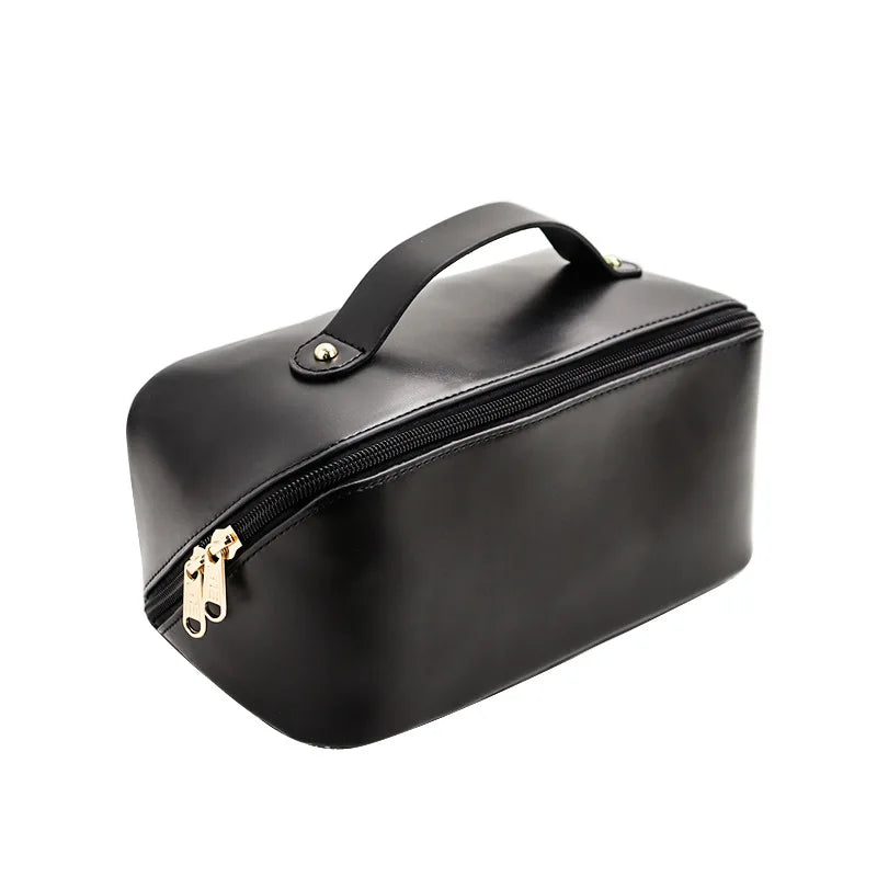 Large Capacity Vegan Leather Water-resistant Cosmetic Bag 3D Embroidery Bridal Shower Gift for Bridesmaids Fashionable Accessory