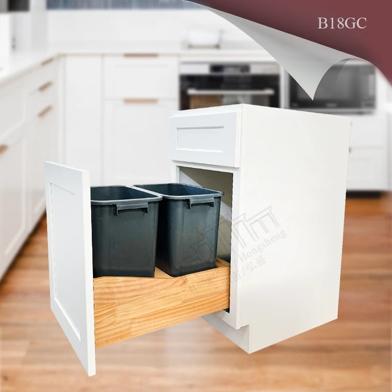 American Kitchen Remodel USA Warehouse in Stock Free Shipping Kitchen Trash Cabinet for Sale Popular White RTA Wooden Cabinets