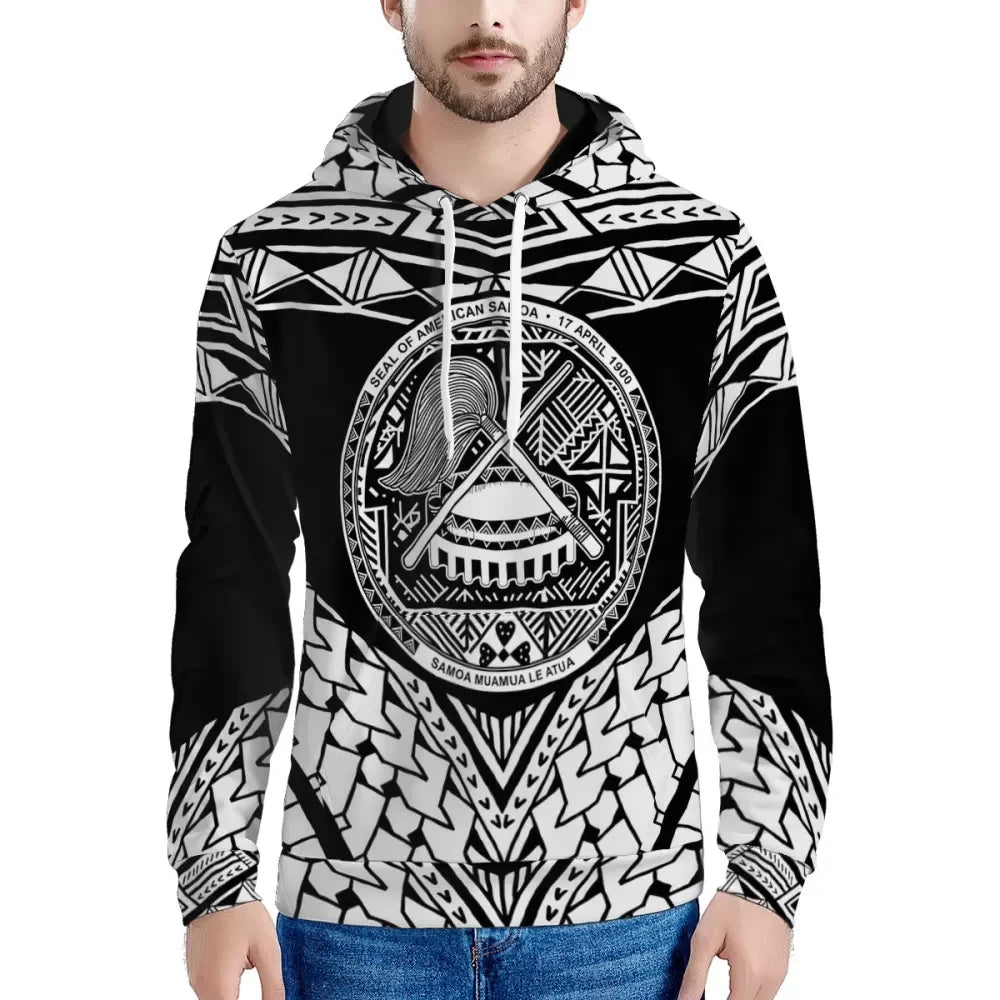 Men's Hoodies Custom Blue Polynesian Pohnpei Tribal Designer Sweater Boy Casual Oversized Hoodies Sweater