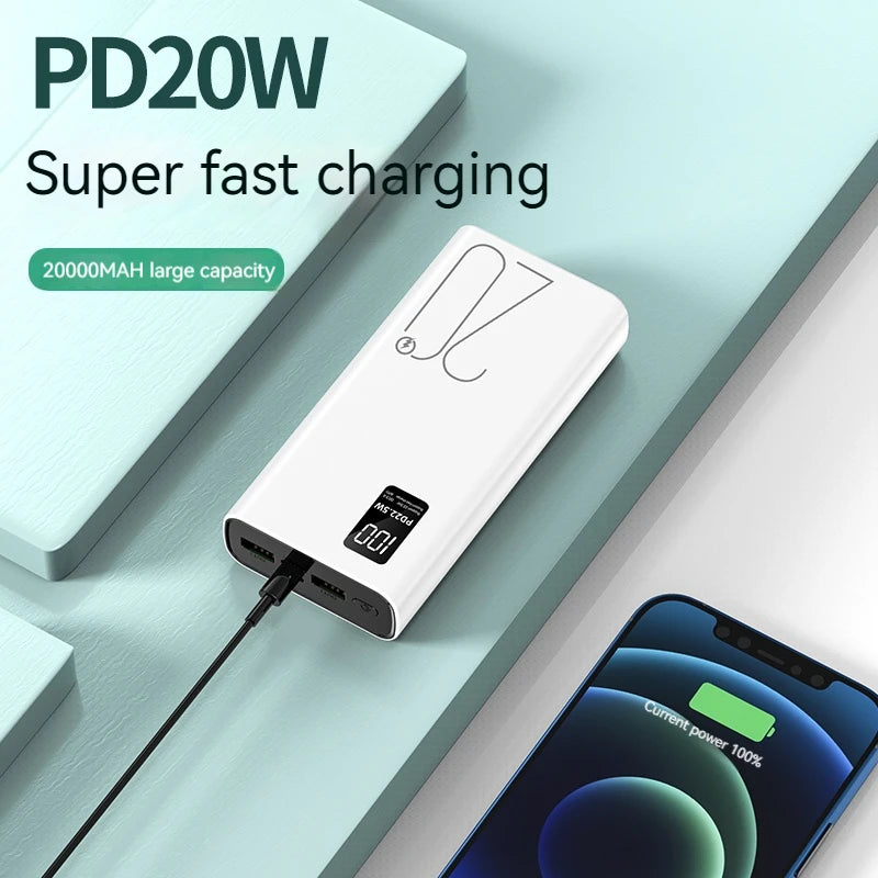 Latest Model 22.5W Type C Output Super Fast Charging Powerbank 20000mAh Digital Display Real Capacity PD20W 20000mAh Power Bank
