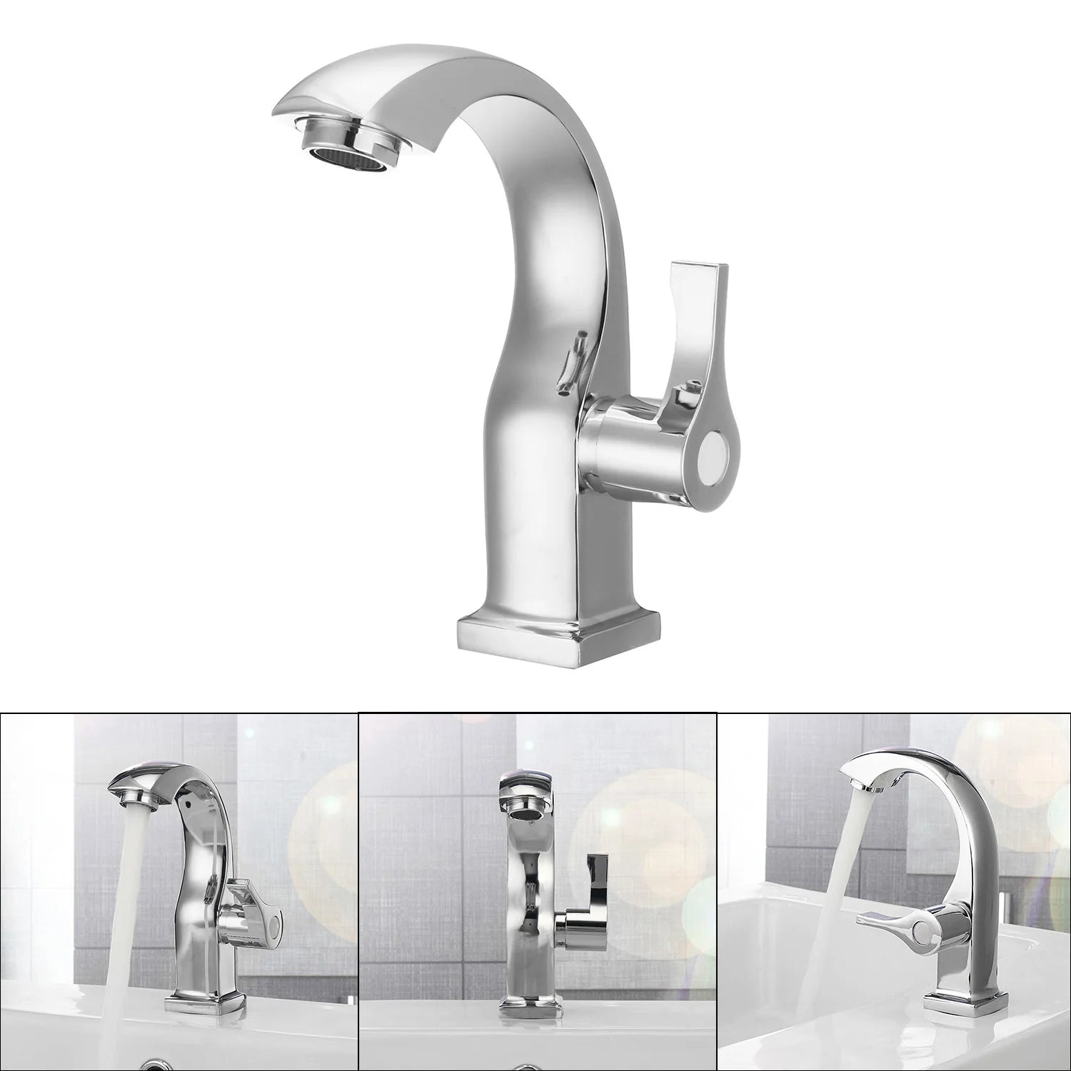 1 Chrome Plated Single Cooling Faucet, Single Hole Easy To Install, Suitable for Bathroom and Kitchen