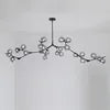 Light Luxury Nordic Minimalist Modern Adjustable Height LED Glass Chandelier for Living Room