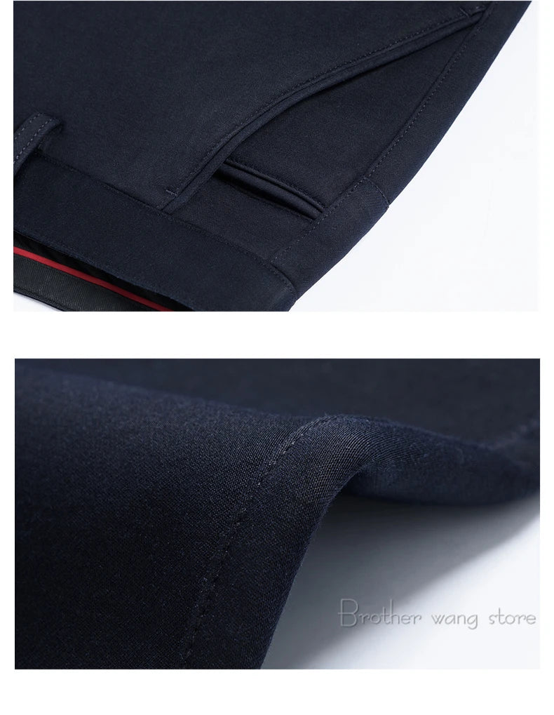 5 Colors Winter Men's Warm Fleece Casual Pants Classic Style Business Fashion Straight Khaki Modal Thick Trousers Male Brand