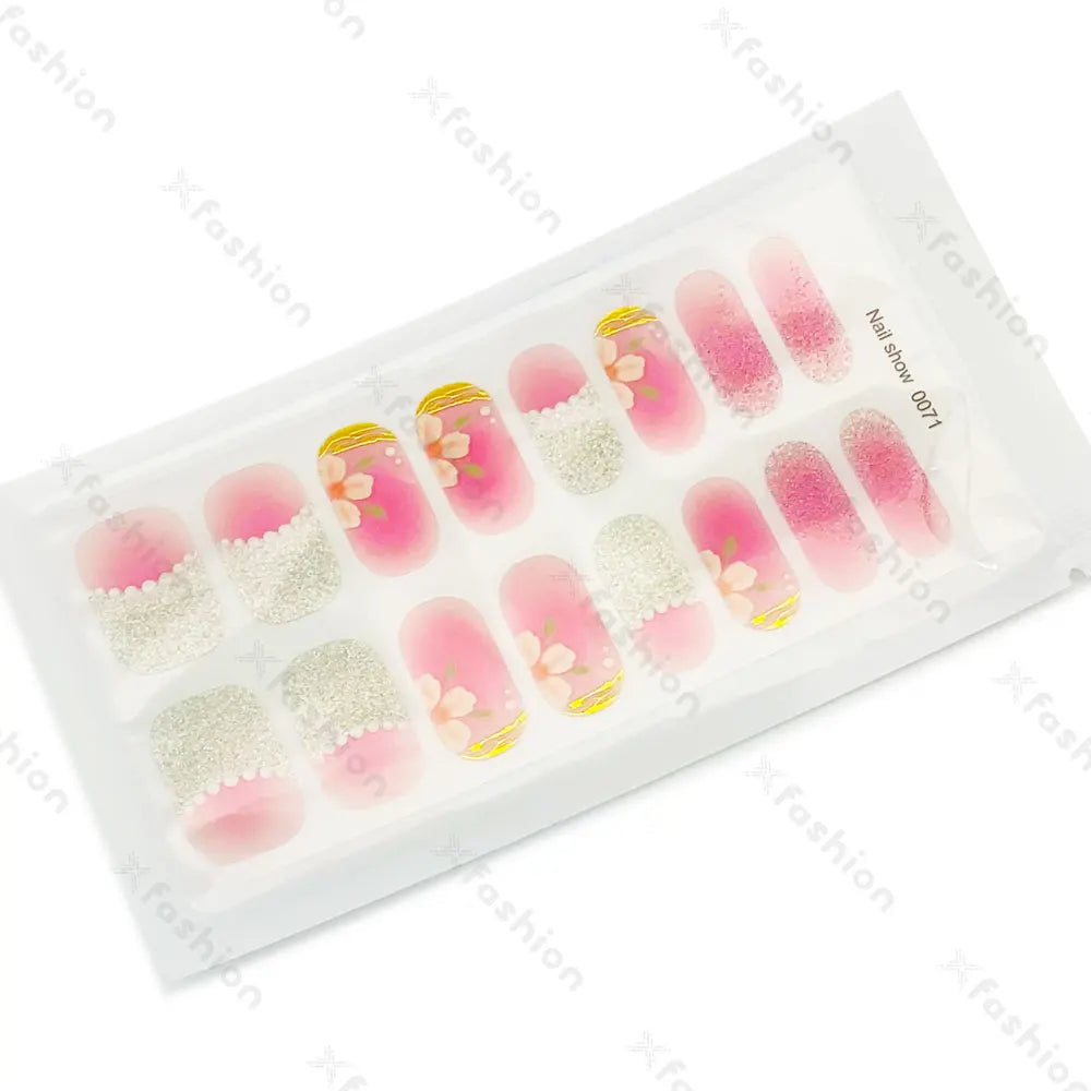 Hot Sale 16 Tips Solid Color Semi-Cured Gel Nail Stickers UV Light Durable Waterproof Long-Lasting Gel Nail Stickers Wholesale
