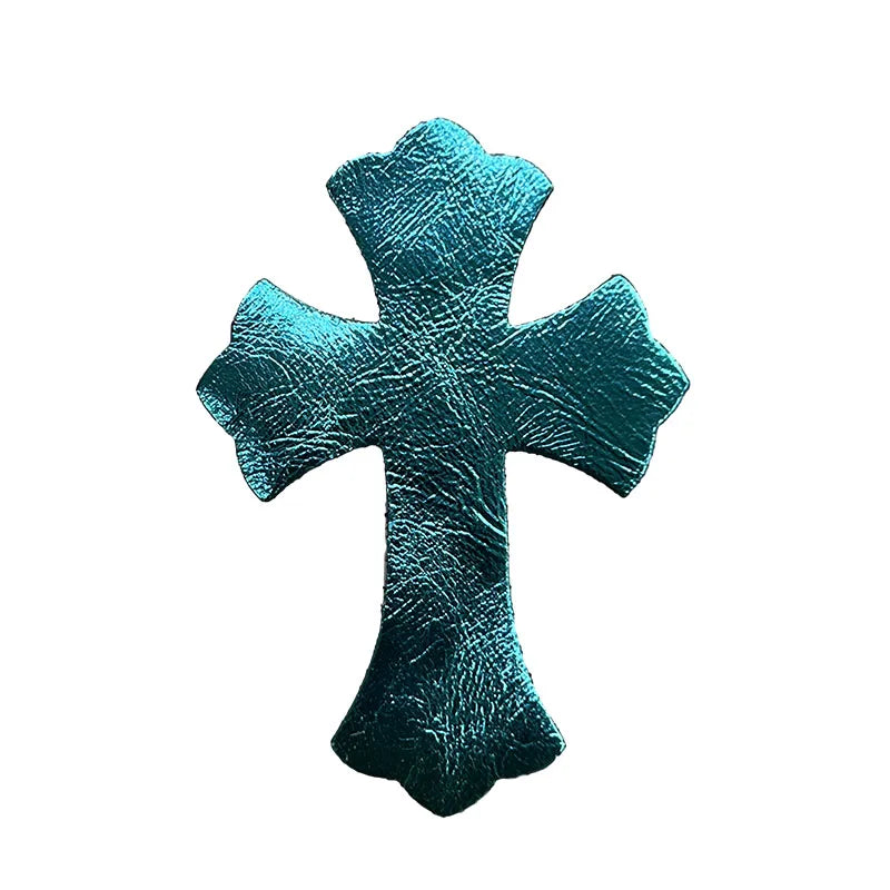4.5*6.5cm Sheepskin Leather Patch With Cross Shaped Leather Label Genuine Leather DIY With Multiple Colors-106-182