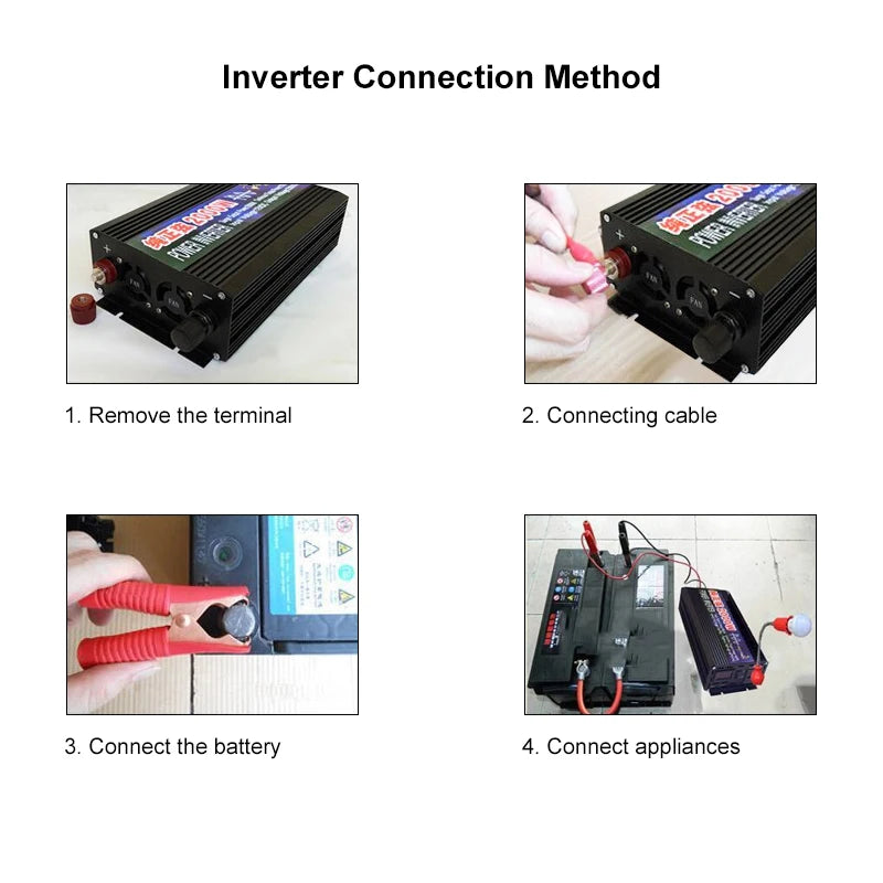 New Pure Sine Wave Inverter 2000W 3000W 4000W Power Solar Car Inverters With LED Display DC 12V 24V To AC 220V Voltage Converter