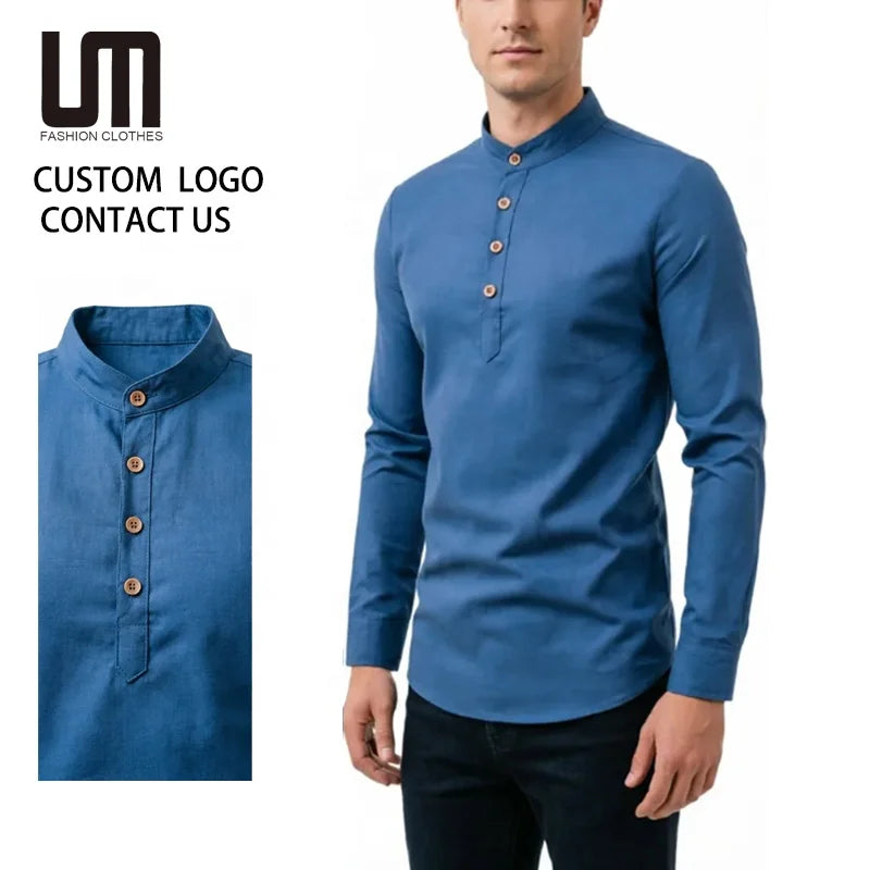 Liu Ming Custom Wholesale Spring Summer Men Clothes Polyester Cotton Long Sleeve Casual Slim Business Collar Shirt Blouse