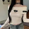 Boutique Wholesale 2026 Autumn New Fashion One Shoulder Short Long Sleeved Knitted Women's Sweater