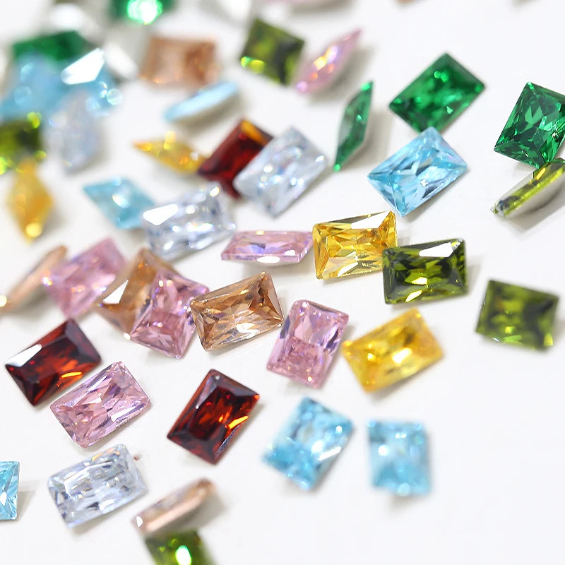 Z89 Glitter Shimmer High Quality Diamond Nail Jewelry Colorful 4*6mm Glass Crystal Nail Rhinestones Diy Nail Supplies