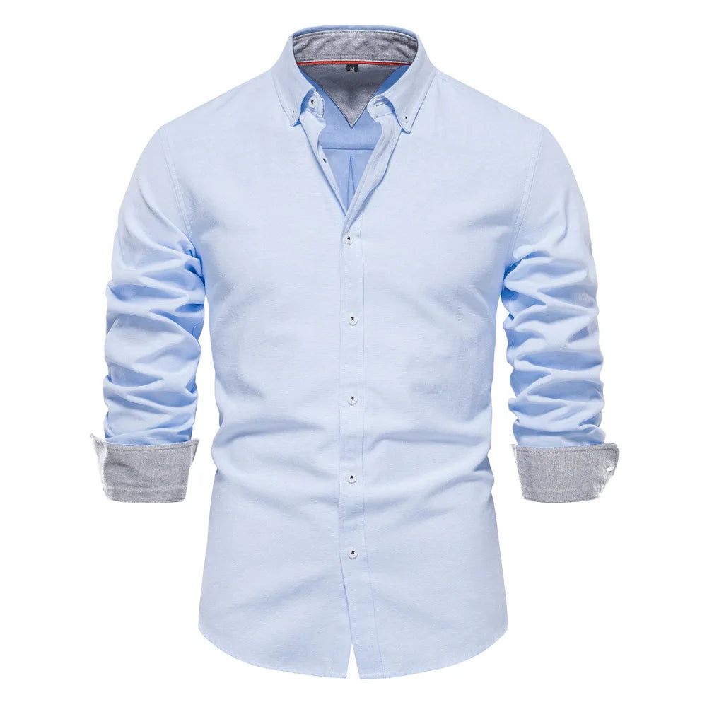 OEM Autumn Clearance Sale Men's Oversize Casual Blouse Long Sleeves Yarn-Dyed Shirts Breathable Shirt