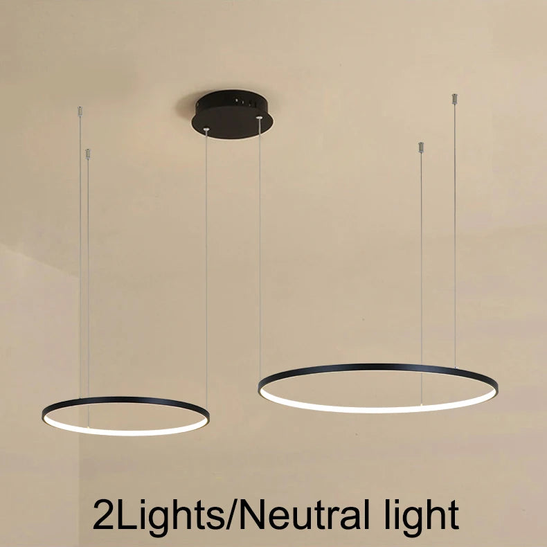 New Modern LED Chandelier for Living Room Bedroom Dining Room Aluminum Ring Indoor Pendant Chandelier Lamp Lighting