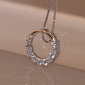Minimalist Copper Lovers Hollow Circle Pendant Necklace for Women Engagement Short Collarbone Link Chain Fashion Jewelry