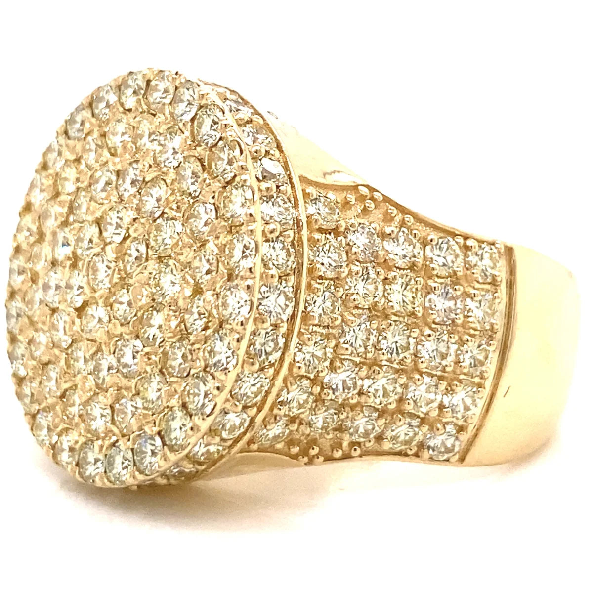Ice Legacy Excellent Craft Smooth Surface Icedout Moissanite Diamond Hip Hop Ring Golden Tone Gold Plated Adjustable Band Bright