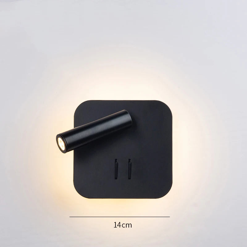 Bedroom Beside Wall Lamp LED Wall Light With Switch Reading Light Adjustable Lighting Angle Iron+Aluminum+ Acrylic AC90-260V