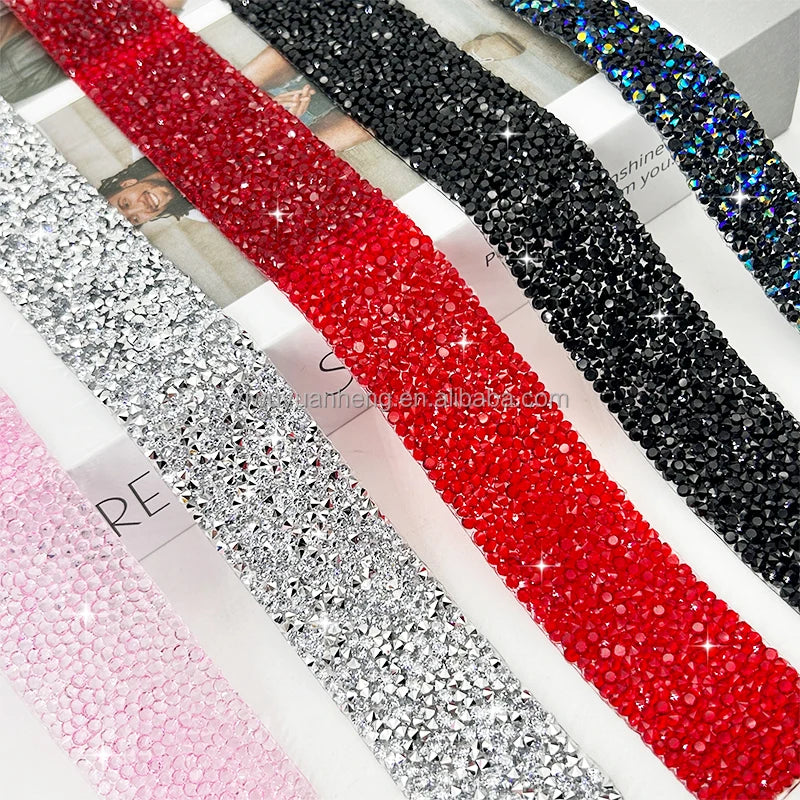 In Stock 5 Yards Rhinestone Ribbon Roll Bling Hotfix Rhinestones Mesh Wrap Sewing Trim for Wedding Party Decor