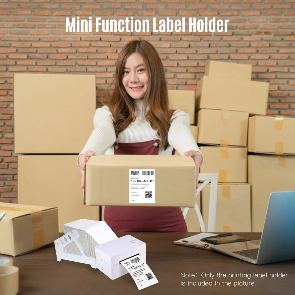 Label Holder for 4x6 Shipping Labels Printer Rolls and Fanfold Labels 2 in 1 Work for Desktop Themal Label Sticker Dispenser