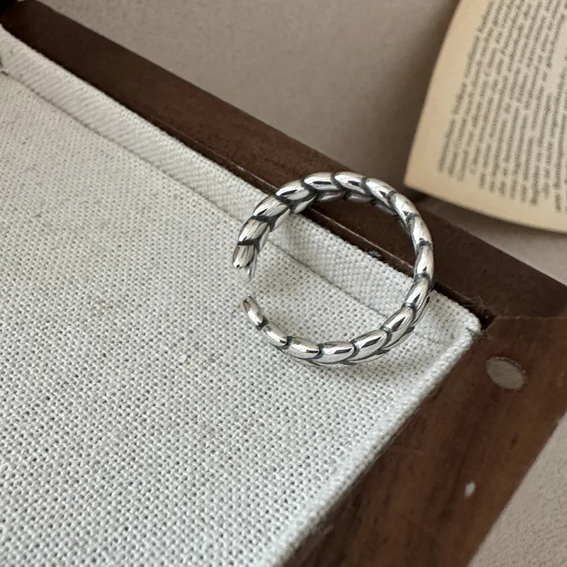 Vintage Wholesale Fine Jewelry 925 Silver Unique Adjustable Wheat Rings Fine Jewelry