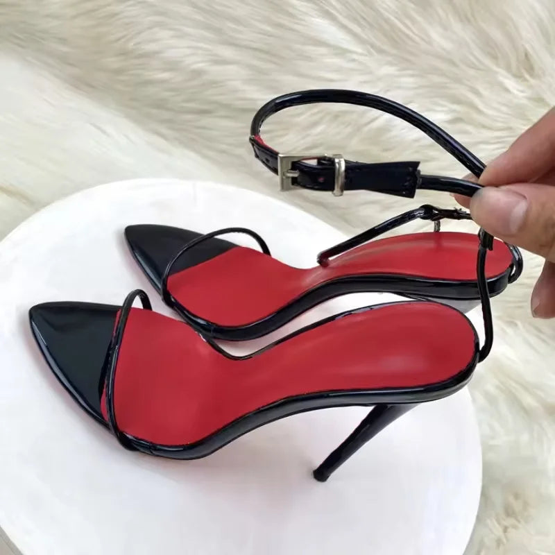 10CM 12CM New Fashion Red Insole Talons Pour Dames Sexy Stiletto Thin Trendy Shoes High Sandal Heels for Women
