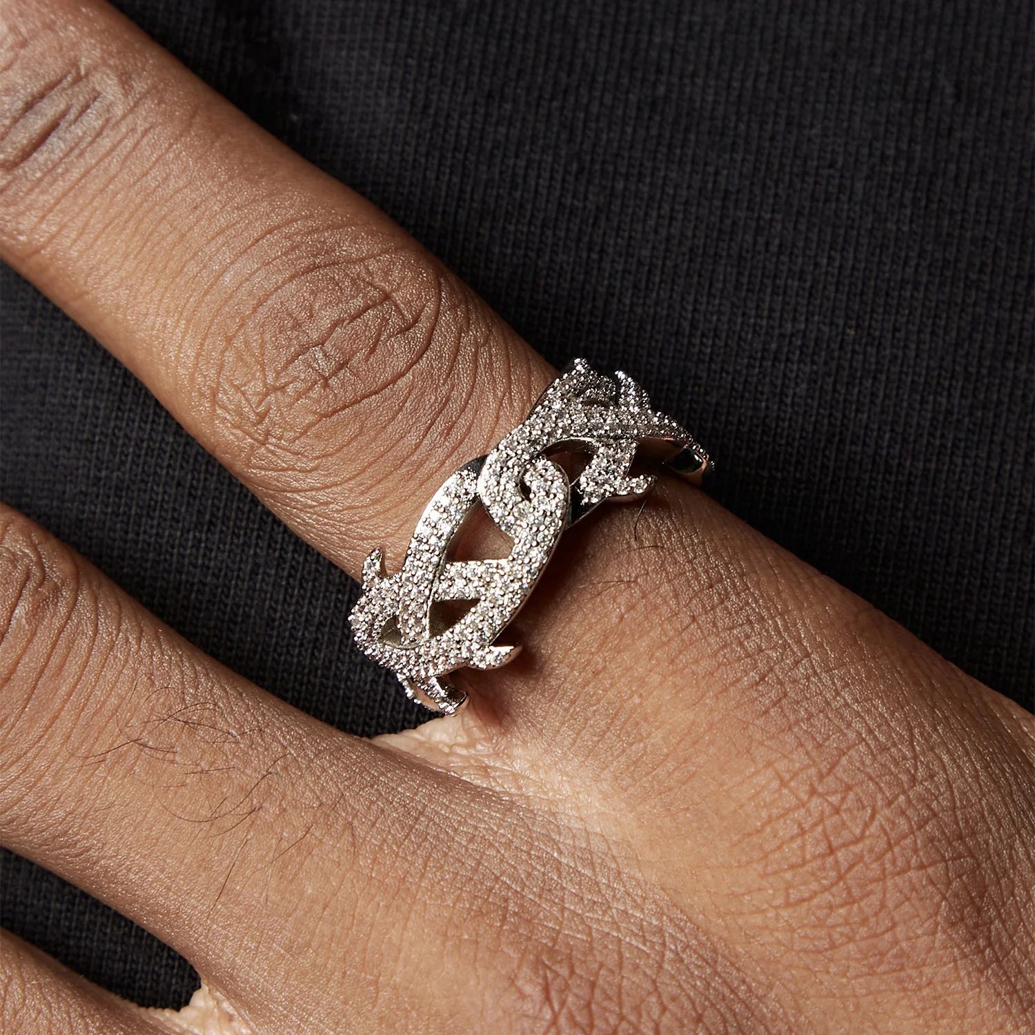 Yu Ying Fine Jewelry Moissanite Hip Hop Rings Rapper Style 18K Gold Plated 925 Sterling Silver Moissanite Diamond Ring for Men