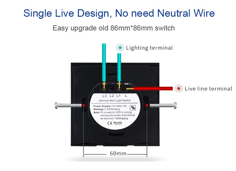 European AC100-240V Tempered Black White Crystal Glass Touch Switch Panel Wall Light Sensor Button 1/2/3 Gang 10A Interrupt