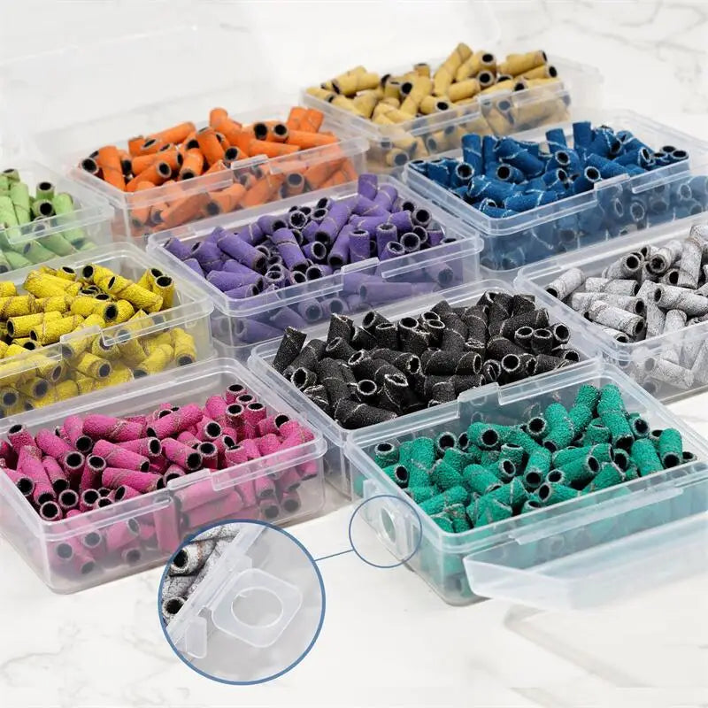 Tamax NAD065 50PCS #120 #180 #240 Mini Nail Art Sanding Bands 3/32" Shaft Nail Drill Bit Accessories Nails Gel Removal Tool