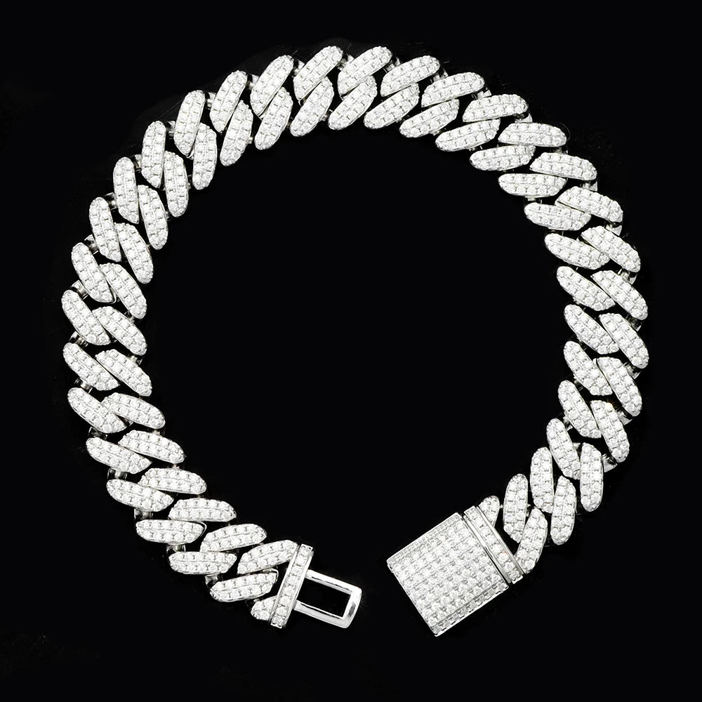Gra Certified 8-20mm Luxury Hip Hop Jewelry 925 Silver Mens Iced Out Vvs Diamond Mossanite Moissanite Cuban Link Chain Bracelet