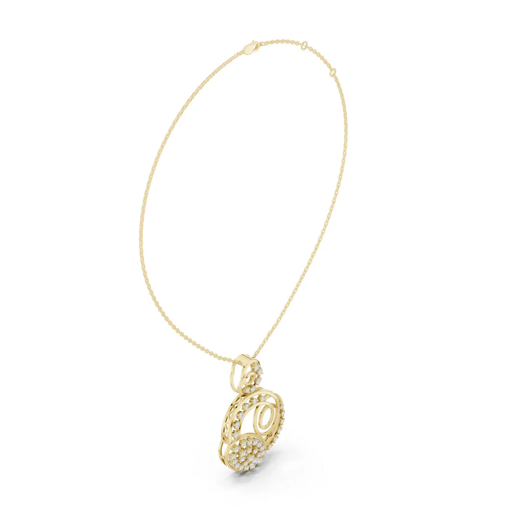 Modern Luxury Women's Triple Circle Diamond Pendant in Gold with Sparkling Diamonds for Wedding Anniversary & Party