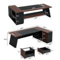 L-Shaped Executive Desk, 78" Modern Office Desk with Drawers and Lateral File Cabinet, Large Computer Desk with Storage Shelve