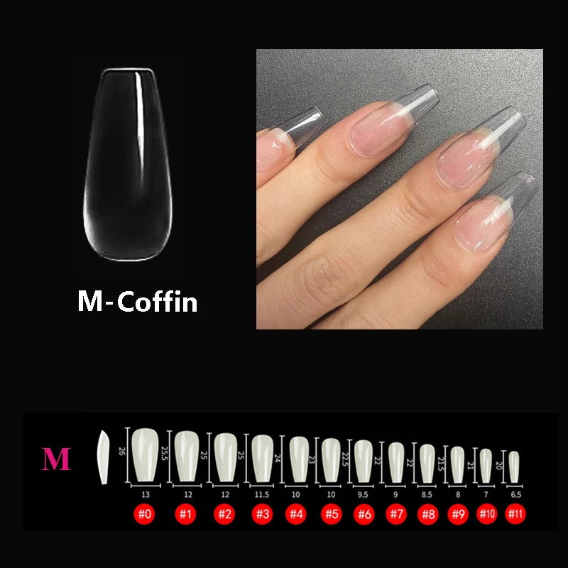 Soft Gel Nail Tip Set Custom Box and LOGO Nail Tip Set With Lamp Glue Clear Full Cover Soft Gel Nail Tip Kit
