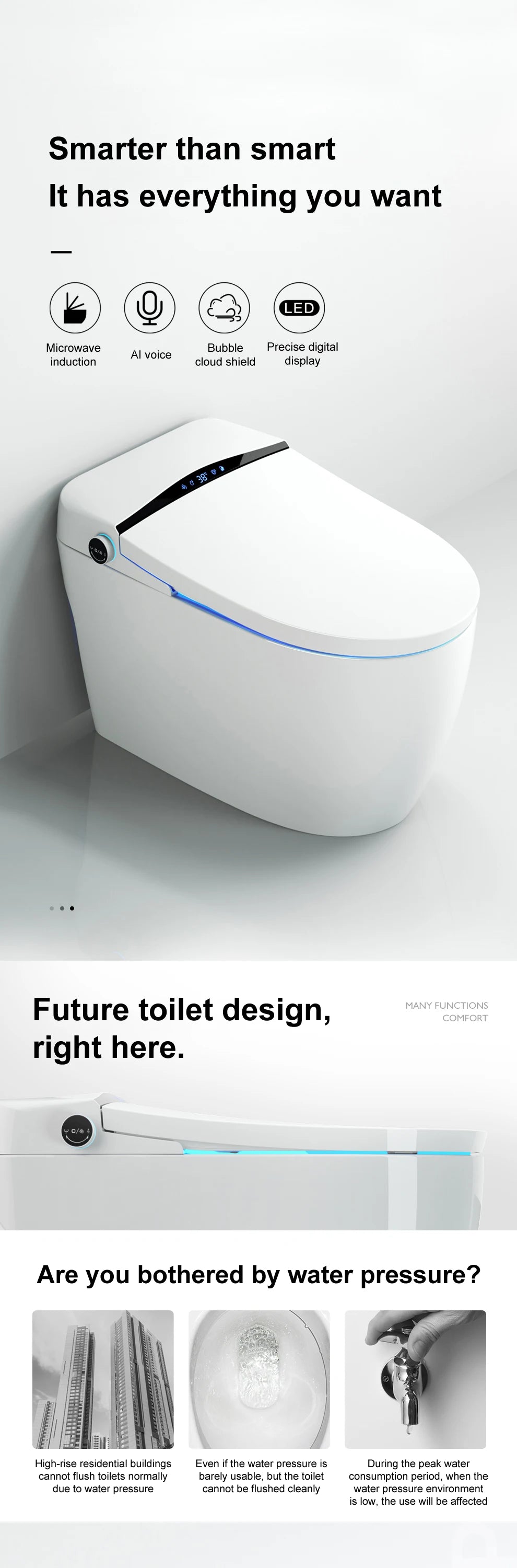 Automatic flushing without water tank integrated black electronic intelligence