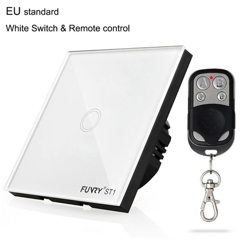 EU Standard 2Gang 170-240V 433MHz Wall Switch Touch Switch Smart Remote Control Luxury Crystal Glass Surface Waterproof 86*86mm