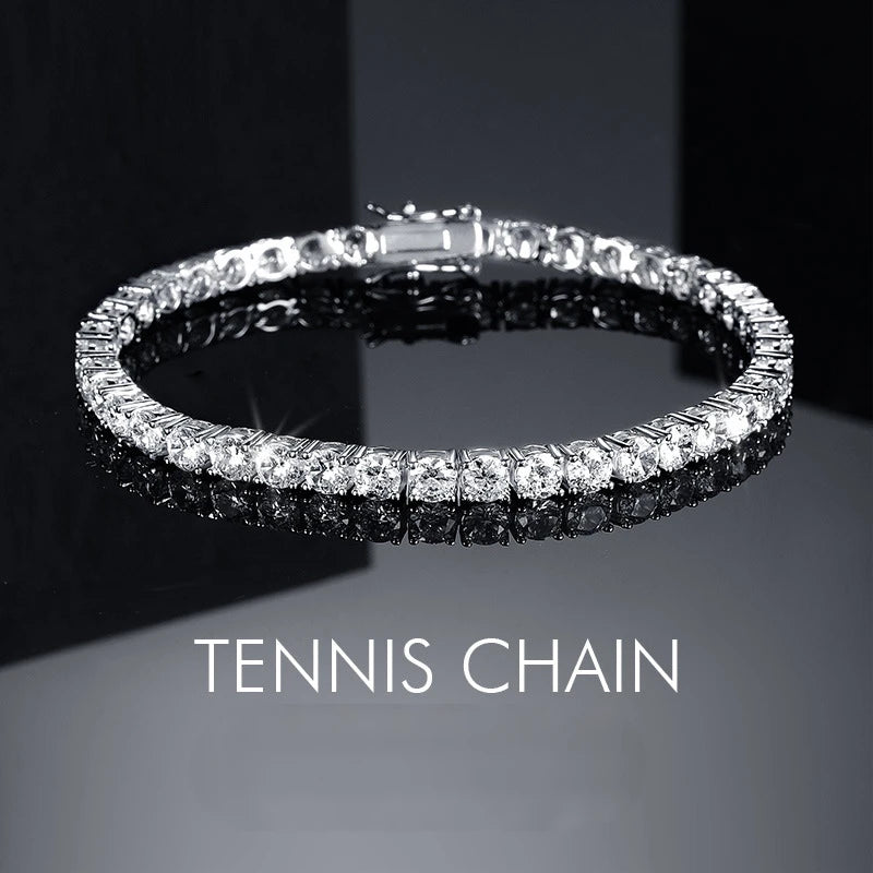 Fine Jewelry Moissanite Chain Hip Hop Bracelet S925 Sterling Silver Cubic Zirconia Tennis Chain