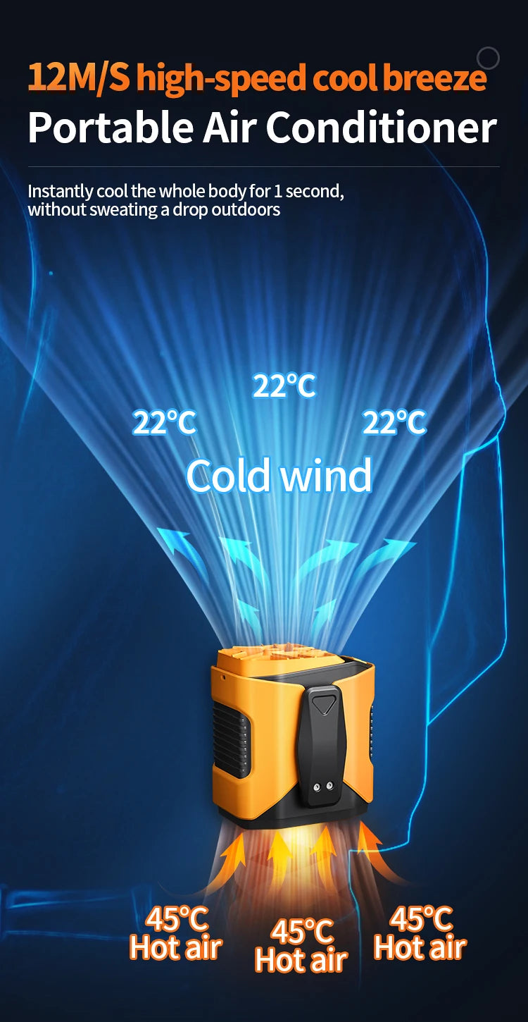 Portable 5000mAh LED Display Mini Waist Clip Fan Hotel & Household Use Battery Powered Cooling Neck Belt Fan