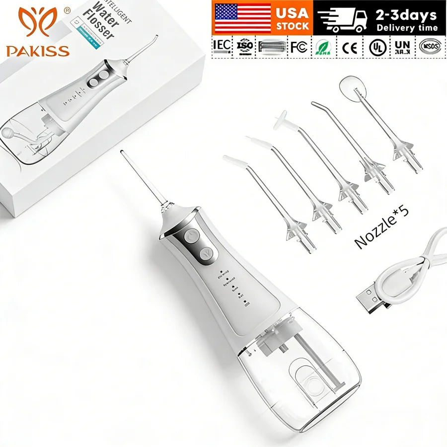 PAKISS L11 Water Flosser with Type-C Charging,Oral Irrigator with 300ml Removable tank