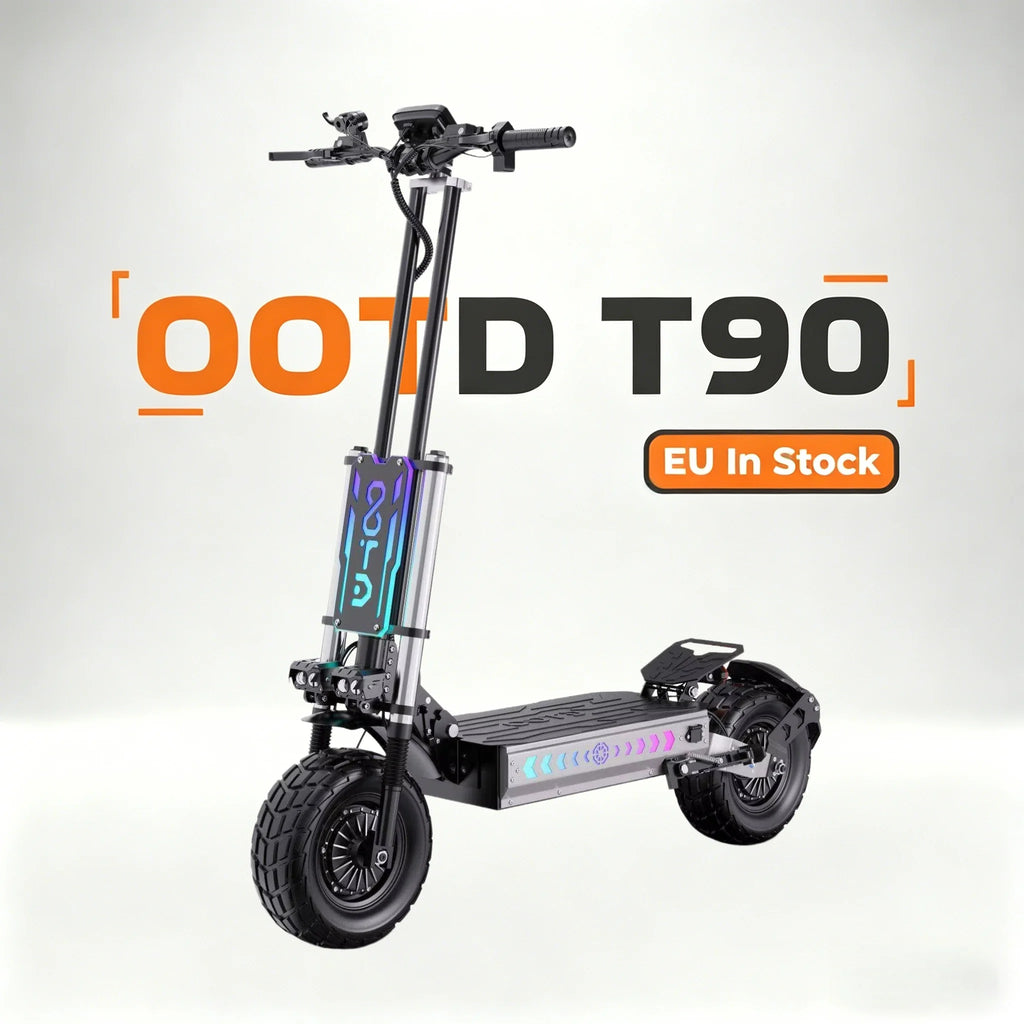 EU Warehouse OOTD T90 Electric Scooter 4200W Peak Dual Motor 60V 31.2Ah Battery 100km Range 13 Inch Off Road Folding E Scooter