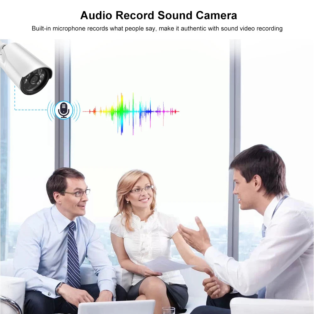 Audio IP Camera 4K 8MP H.265+ 5MP 4MP Outdoor Street Bullet CCTV for POE NVR System Security Surveillance IR Metal Camera POE