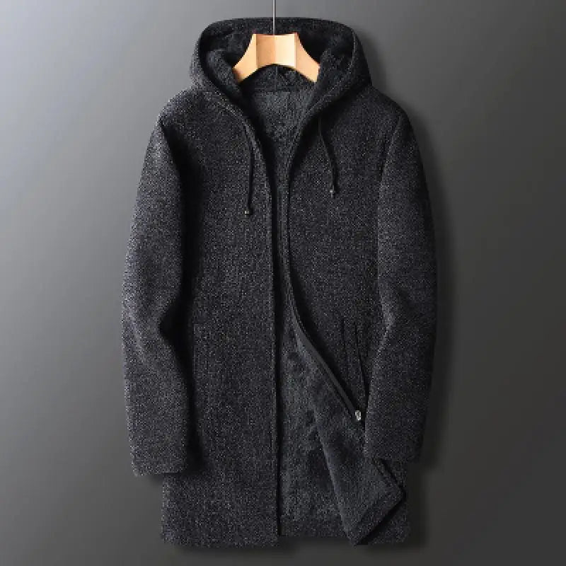 Winter Fleece Cardigan Men Thick Hooded Sweaters Coats Mens Warm Knitted Sweater Jackets Causal Hoodie Cardigan Mens Clothing